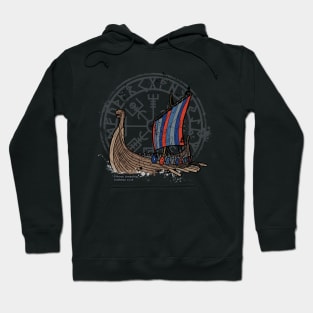 Viking ship drakkar with viking compass in the background Hoodie